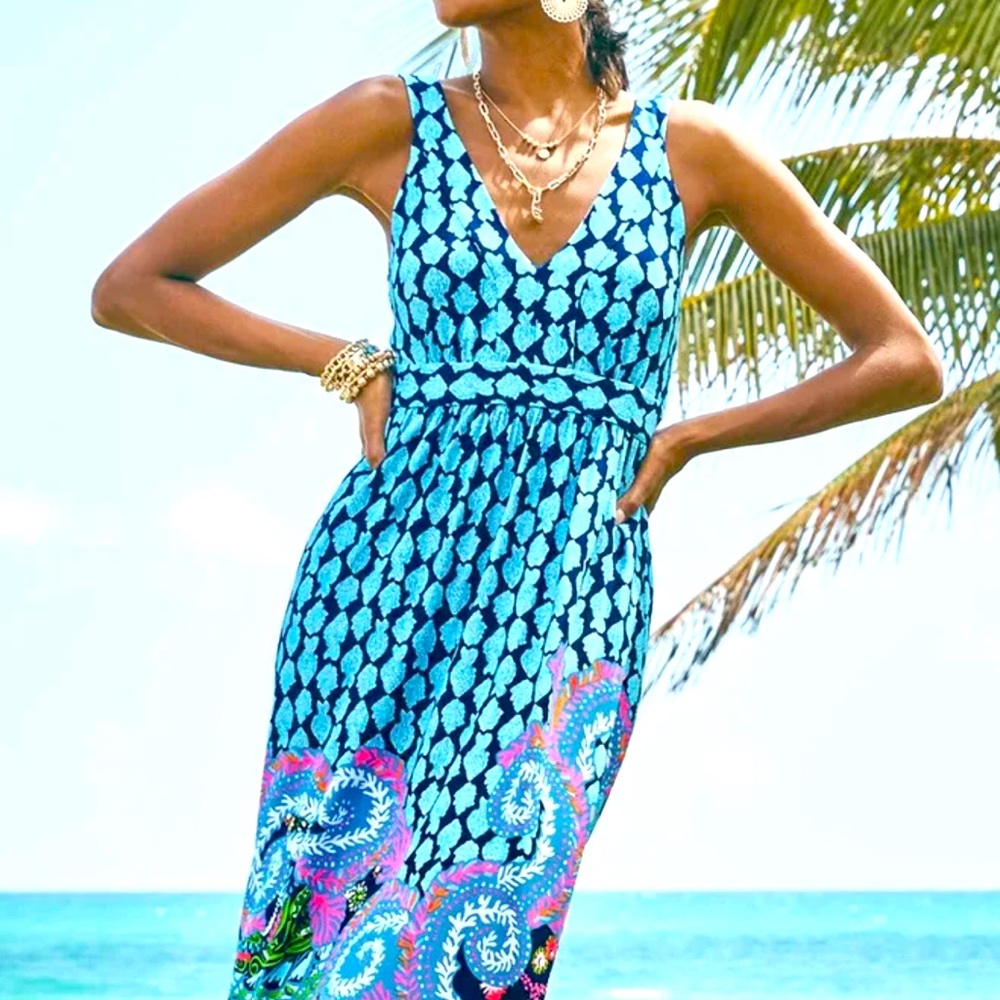 NWT Lilly Pulitzer Giorgina Maxi Dress Multi Ride The Wave Engineered Sz 16